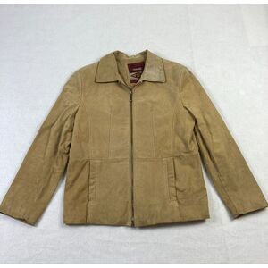 Reed‎ Sportswear Leather Jacket Women's Medium Brown Lined Long Sleeve Vintage